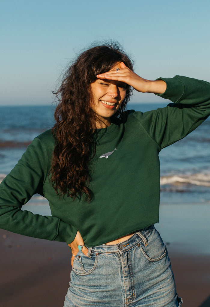 humpback whale womens cropped sweatshirt Big Wild Thought
