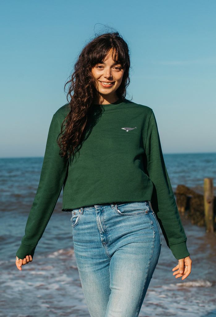 humpback whale womens cropped sweatshirt Big Wild Thought