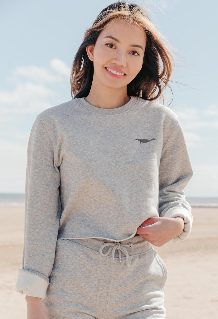 humpback whale womens cropped sweatshirt Big Wild Thought