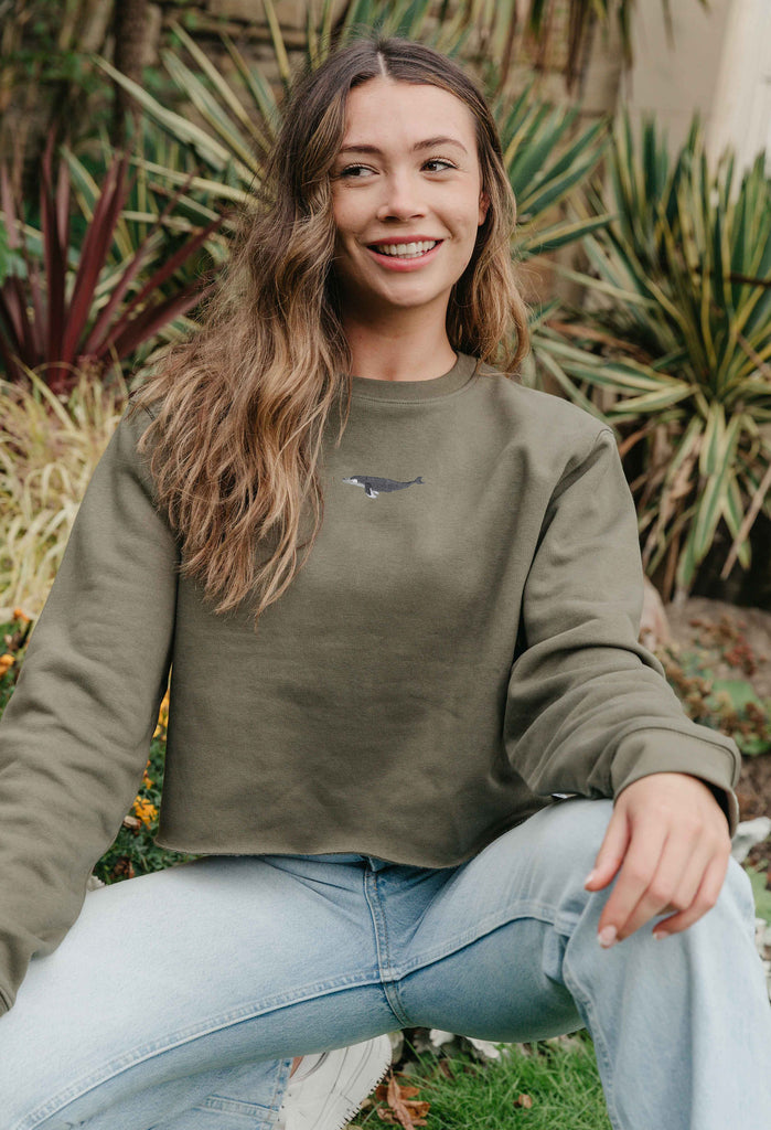 humpback whale womens cropped sweatshirt Big Wild Thought