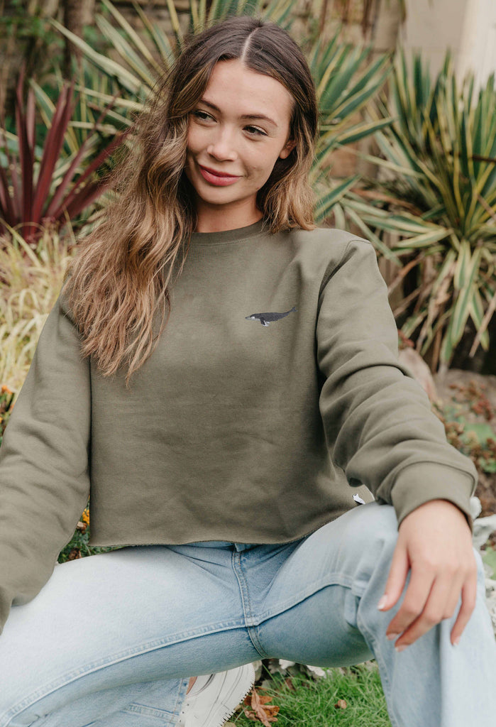 humpback whale womens cropped sweatshirt Big Wild Thought