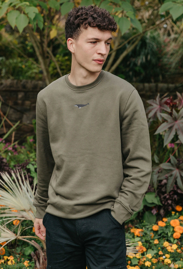 Humpback Whale Unisex Embroidered Organic Sustainable Sweatshirt Jumper Big Wild Thought