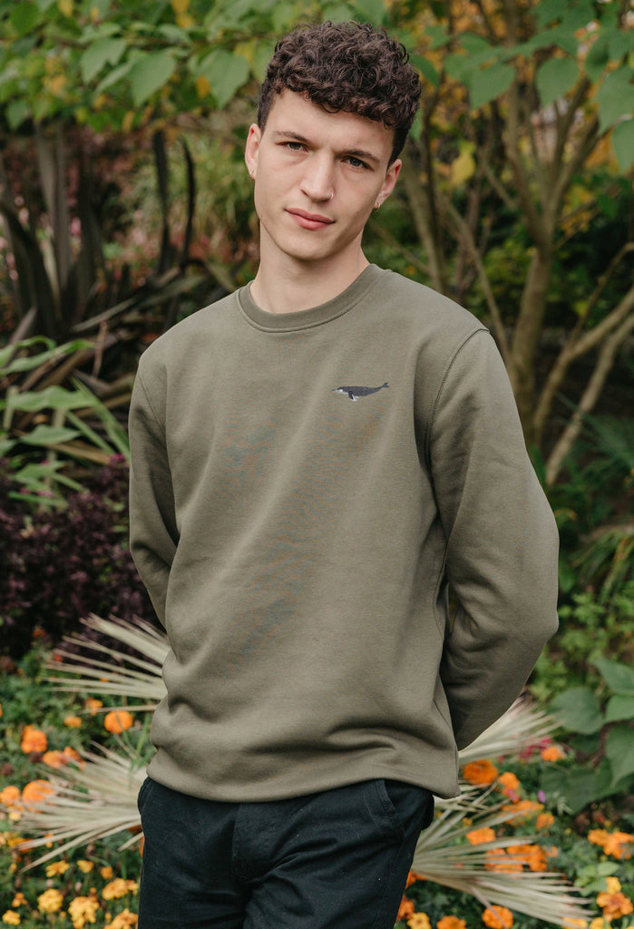 Humpback Whale Unisex Embroidered Organic Sustainable Sweatshirt Jumper Big Wild Thought