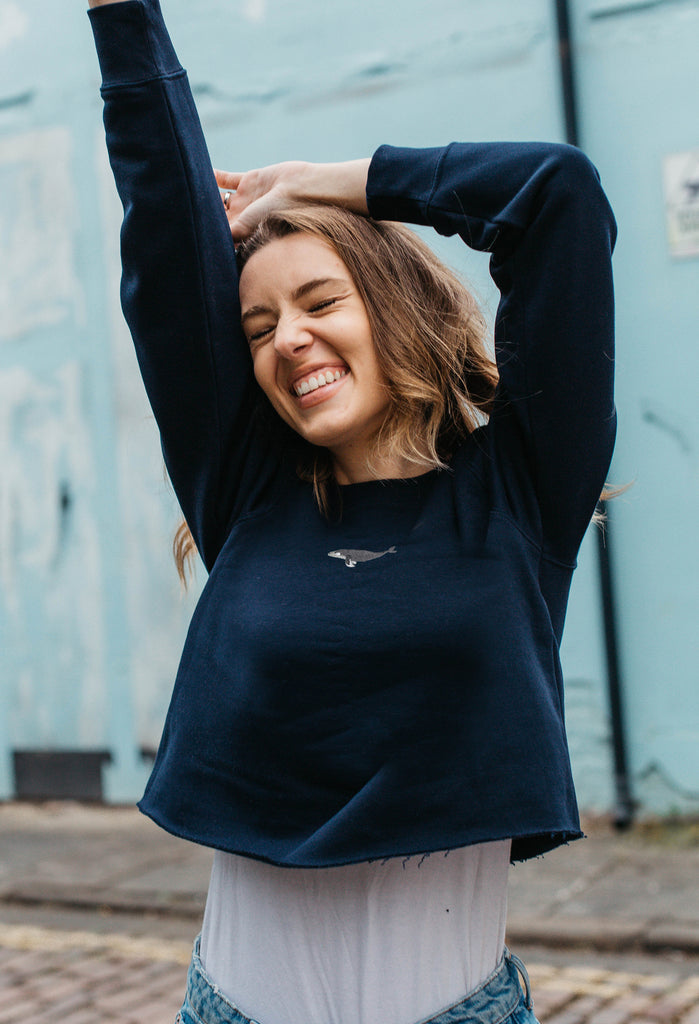 humpback whale womens cropped sweatshirt Big Wild Thought