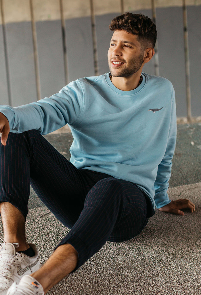 Humpback Whale Unisex Embroidered Organic Sustainable Sweatshirt Jumper Big Wild Thought