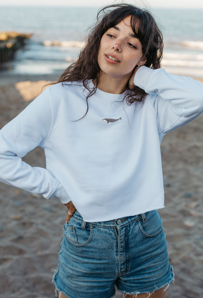 humpback whale womens cropped sweatshirt Big Wild Thought