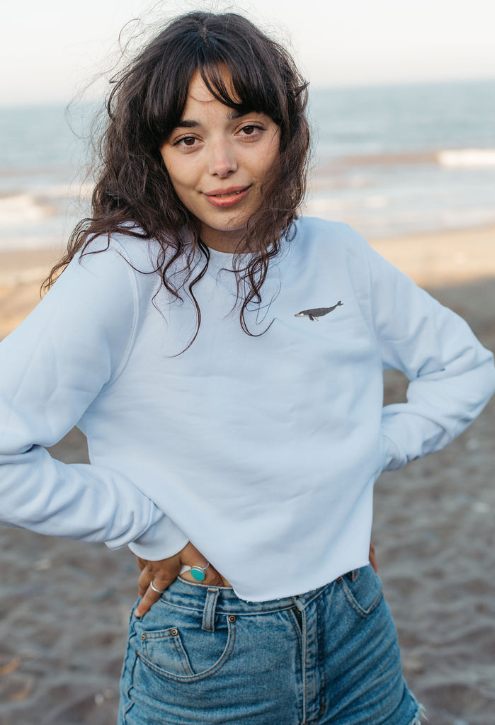 humpback whale womens cropped sweatshirt Big Wild Thought
