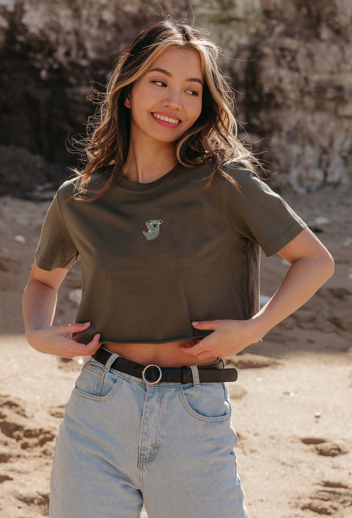 koala bear womens cropped t-shirt Big Wild Thought