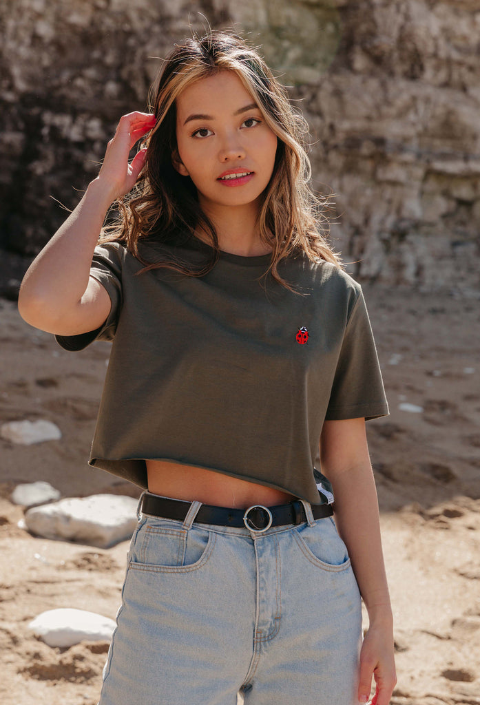 ladybird womens cropped t-shirt Big Wild Thought