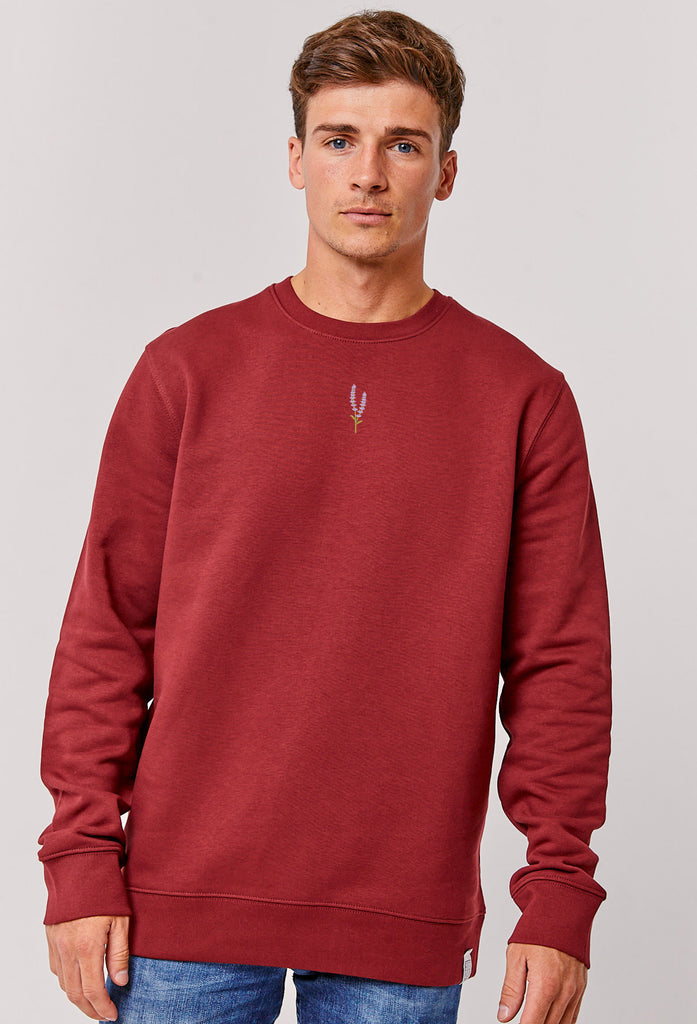Lavender Flower Unisex Embroidered Organic Sustainable Sweatshirt Jumper Big Wild Thought