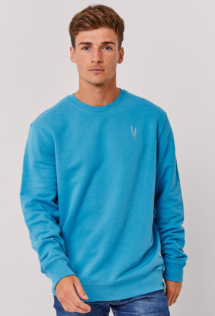 Lavender Flower Unisex Embroidered Organic Sustainable Sweatshirt Jumper Big Wild Thought