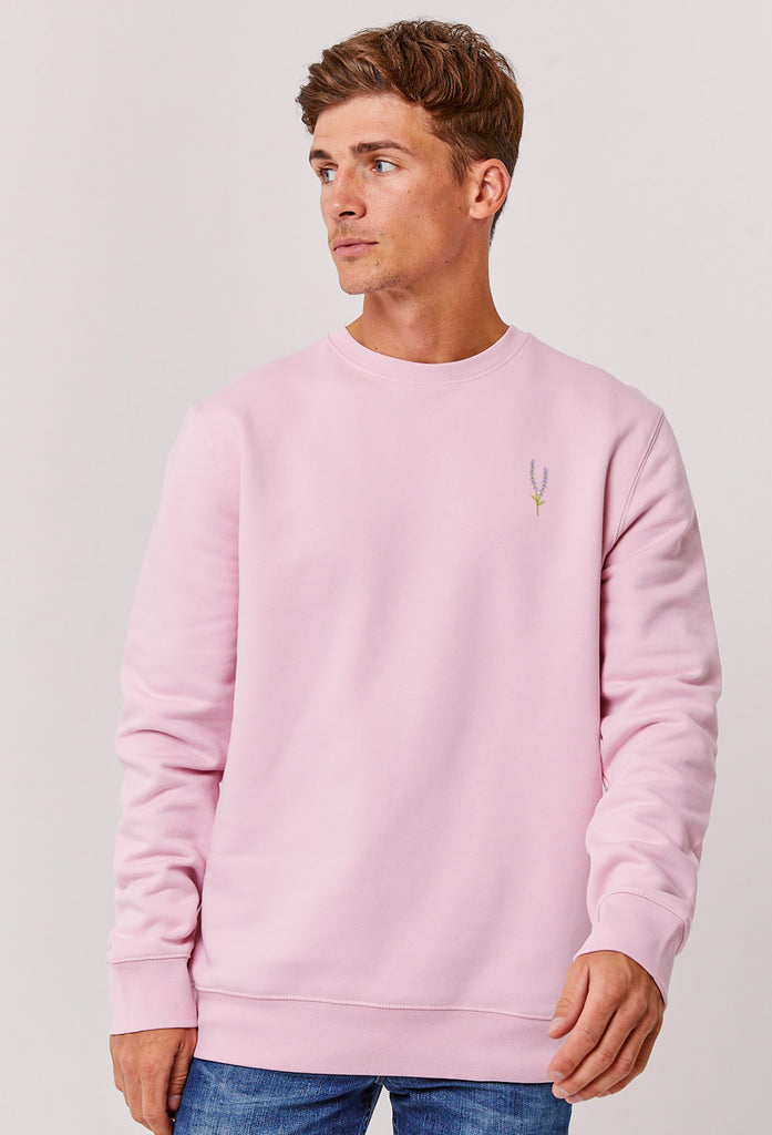 Lavender Flower Unisex Embroidered Organic Sustainable Sweatshirt Jumper Big Wild Thought