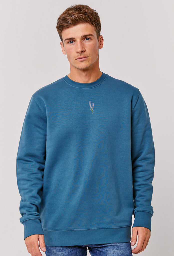 Lavender Flower Unisex Embroidered Organic Sustainable Sweatshirt Jumper Big Wild Thought
