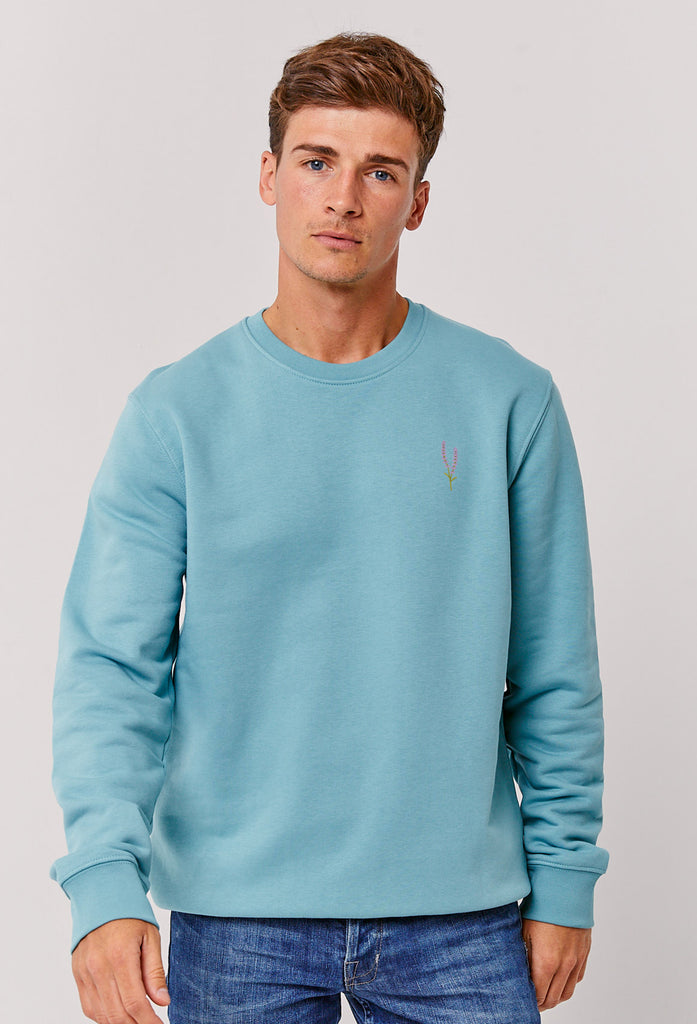 Lavender Flower Unisex Embroidered Organic Sustainable Sweatshirt Jumper Big Wild Thought