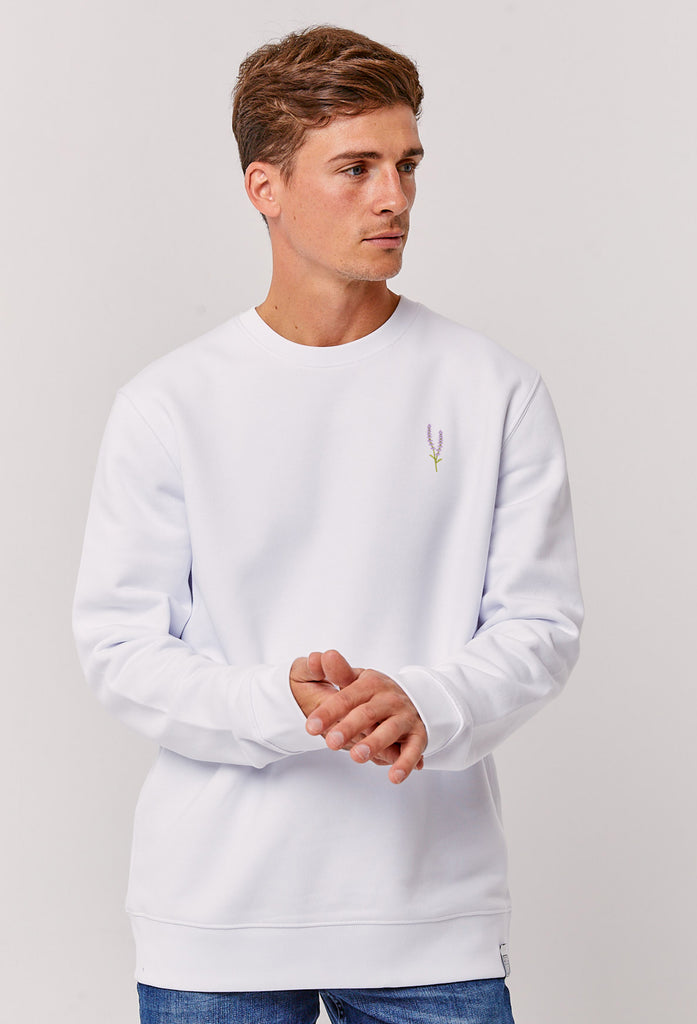 Lavender Flower Unisex Embroidered Organic Sustainable Sweatshirt Jumper Big Wild Thought