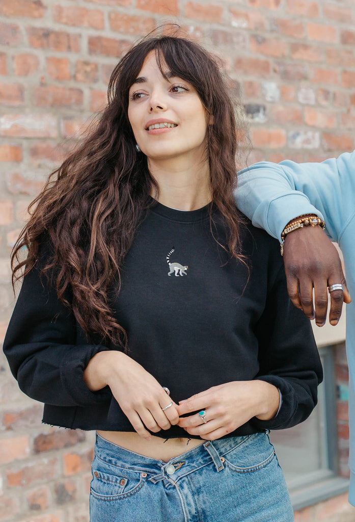 lemur womens cropped sweatshirt Big Wild Thought