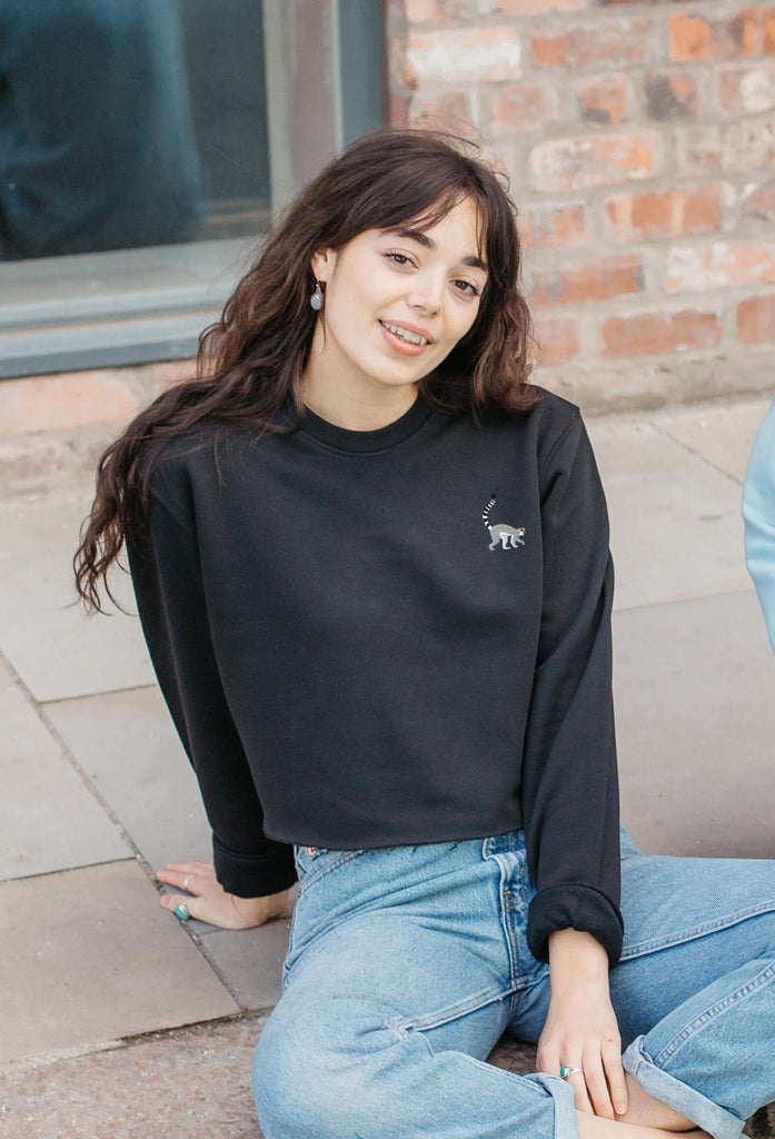 lemur womens cropped sweatshirt Big Wild Thought