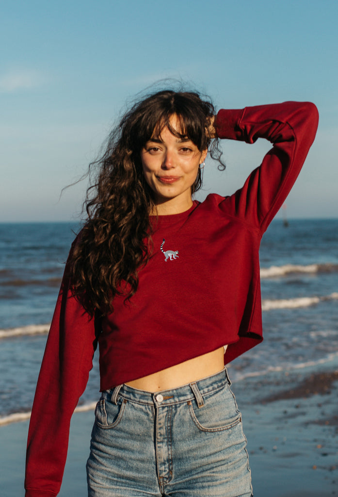 lemur womens cropped sweatshirt Big Wild Thought