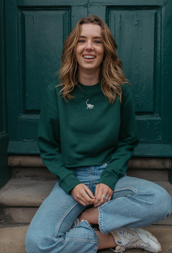 lemur womens cropped sweatshirt Big Wild Thought