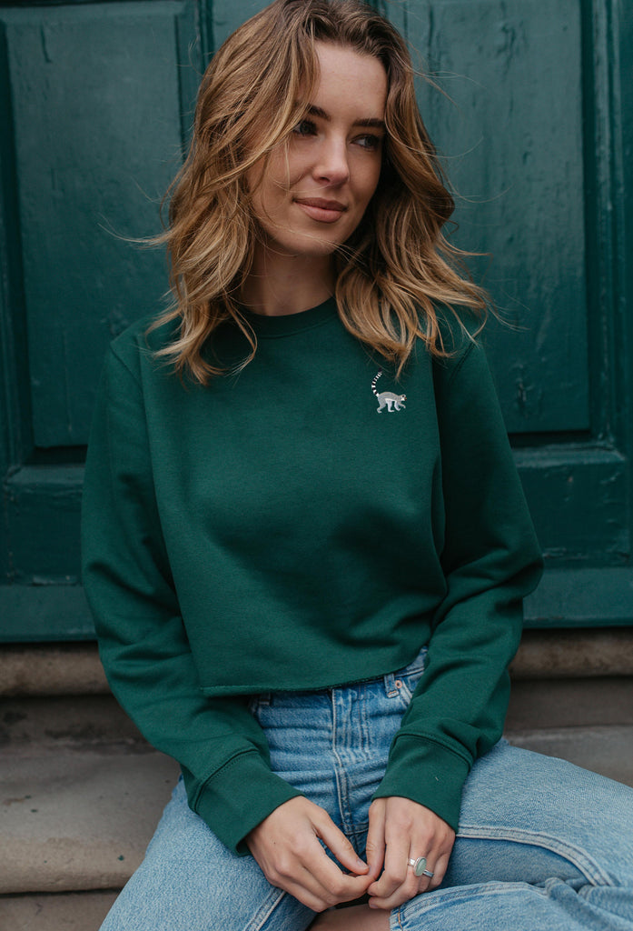 lemur womens cropped sweatshirt Big Wild Thought