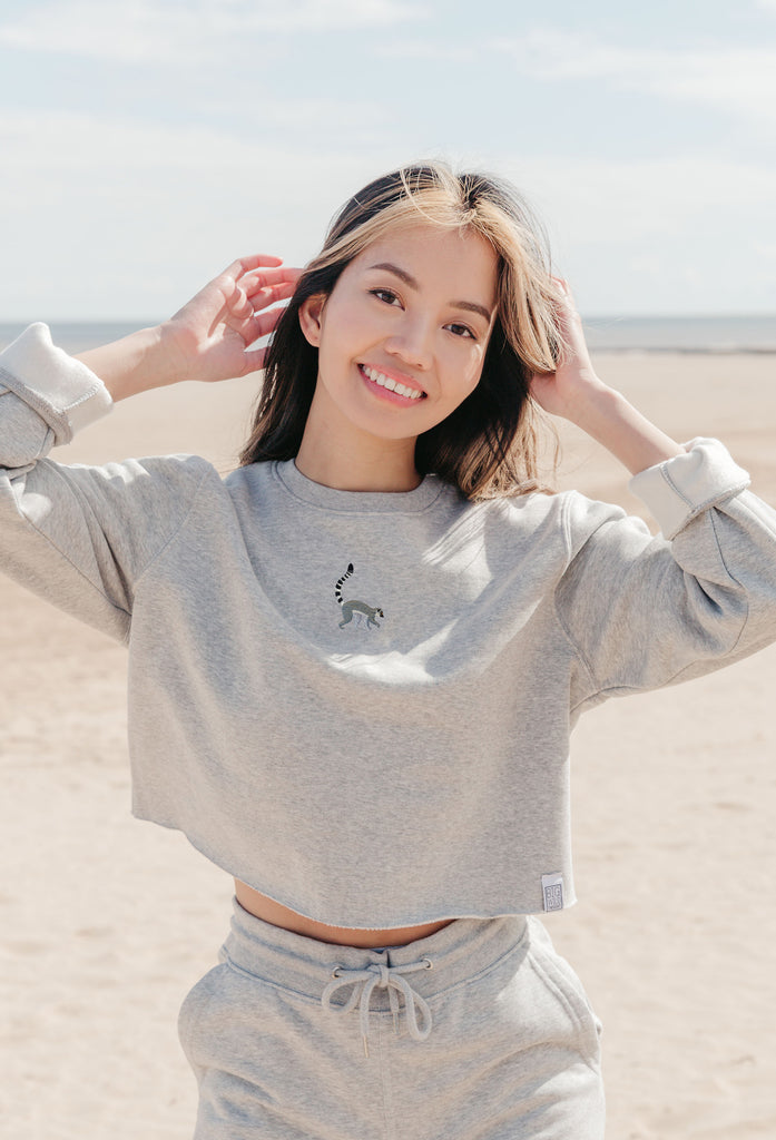 lemur womens cropped sweatshirt Big Wild Thought