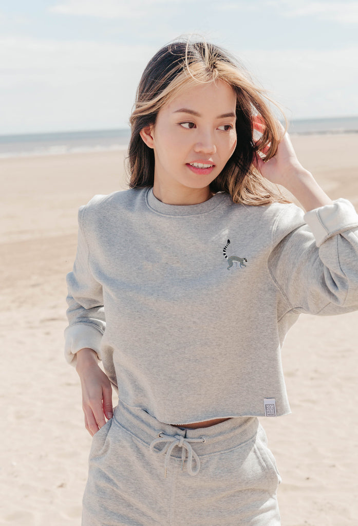 lemur womens cropped sweatshirt Big Wild Thought