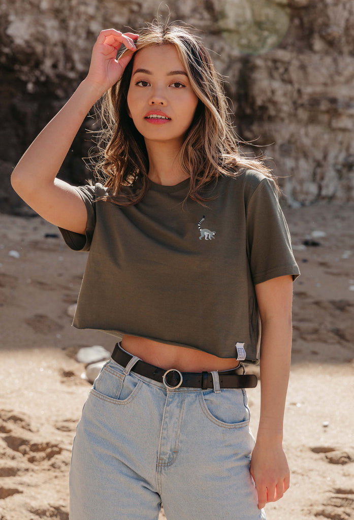 lemur womens cropped t-shirt Big Wild Thought