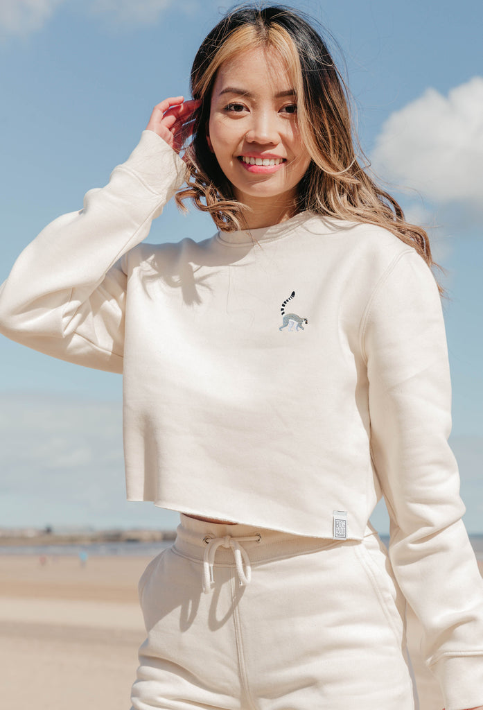 lemur womens cropped sweatshirt Big Wild Thought