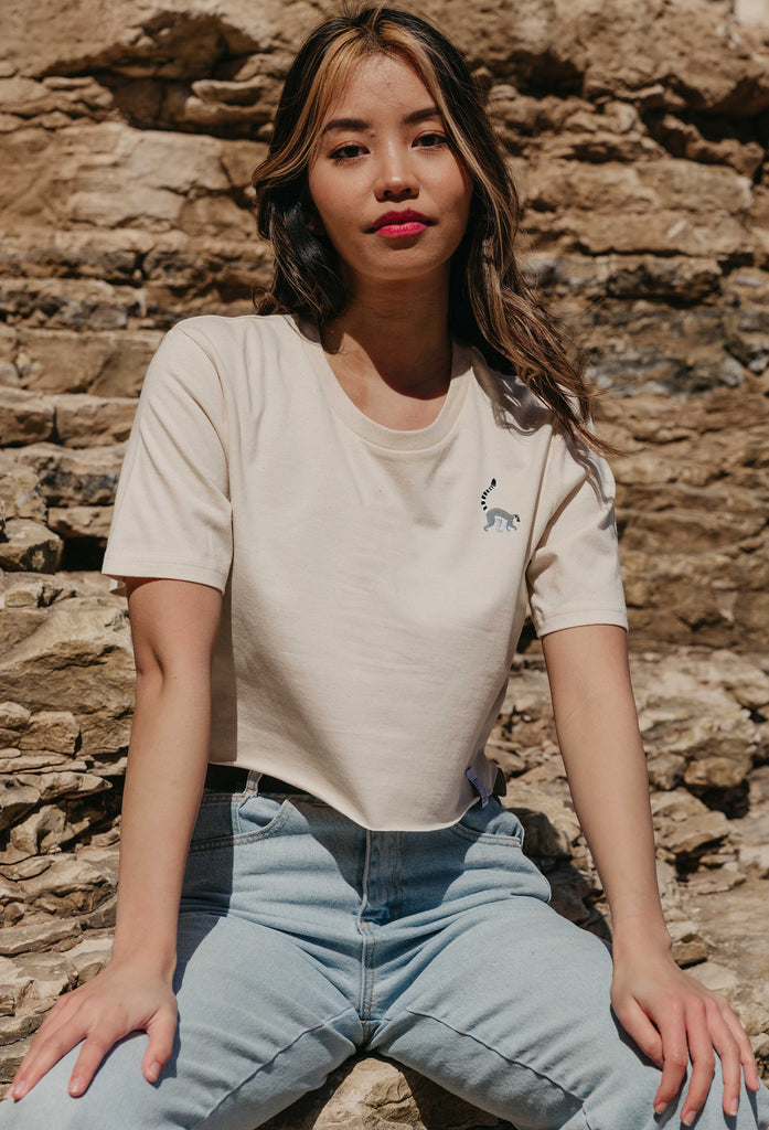 lemur womens cropped t-shirt Big Wild Thought