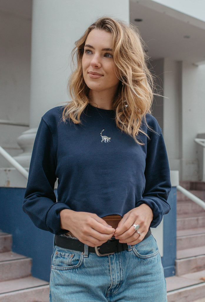 lemur womens cropped sweatshirt Big Wild Thought