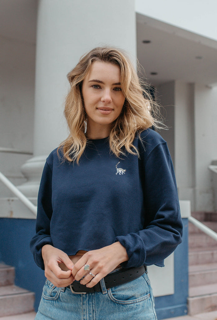 lemur womens cropped sweatshirt Big Wild Thought