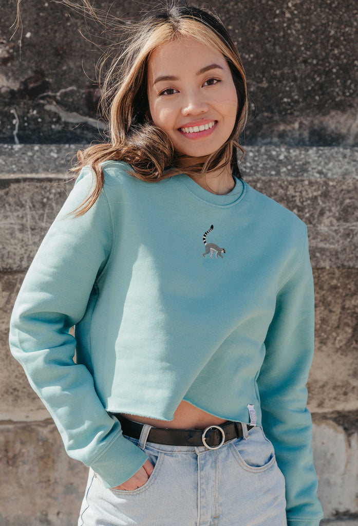 lemur womens cropped sweatshirt Big Wild Thought
