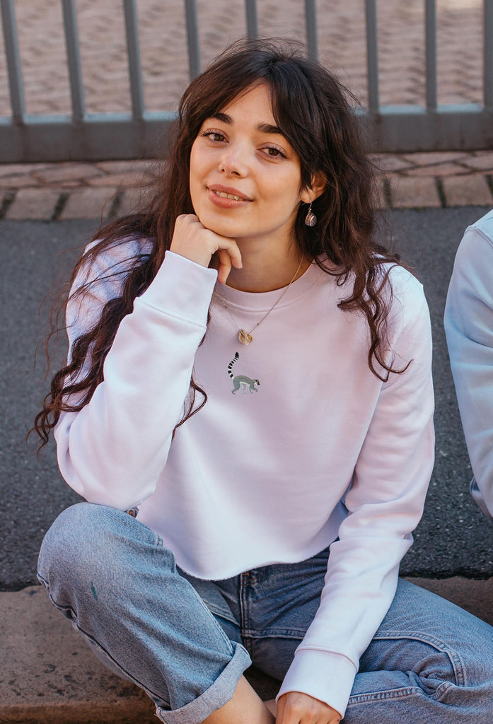 lemur womens cropped sweatshirt Big Wild Thought