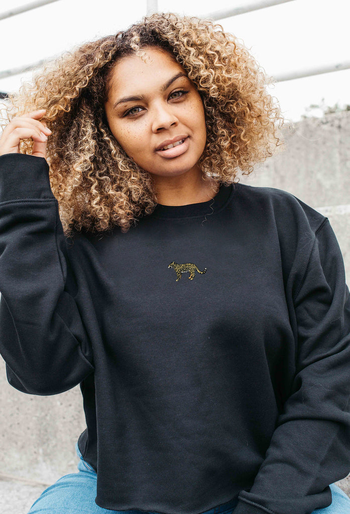 leopard womens cropped sweatshirt Big Wild Thought