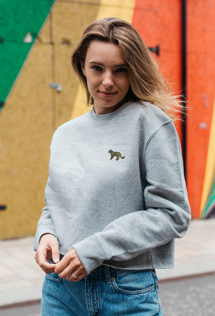 leopard womens cropped sweatshirt Big Wild Thought