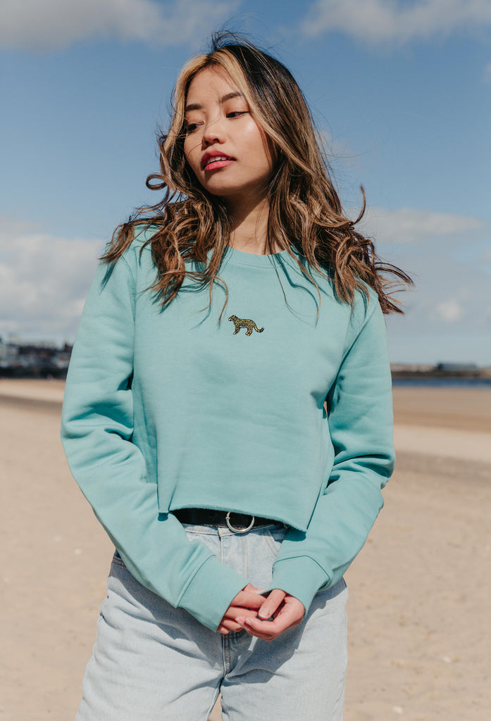 leopard womens cropped sweatshirt Big Wild Thought
