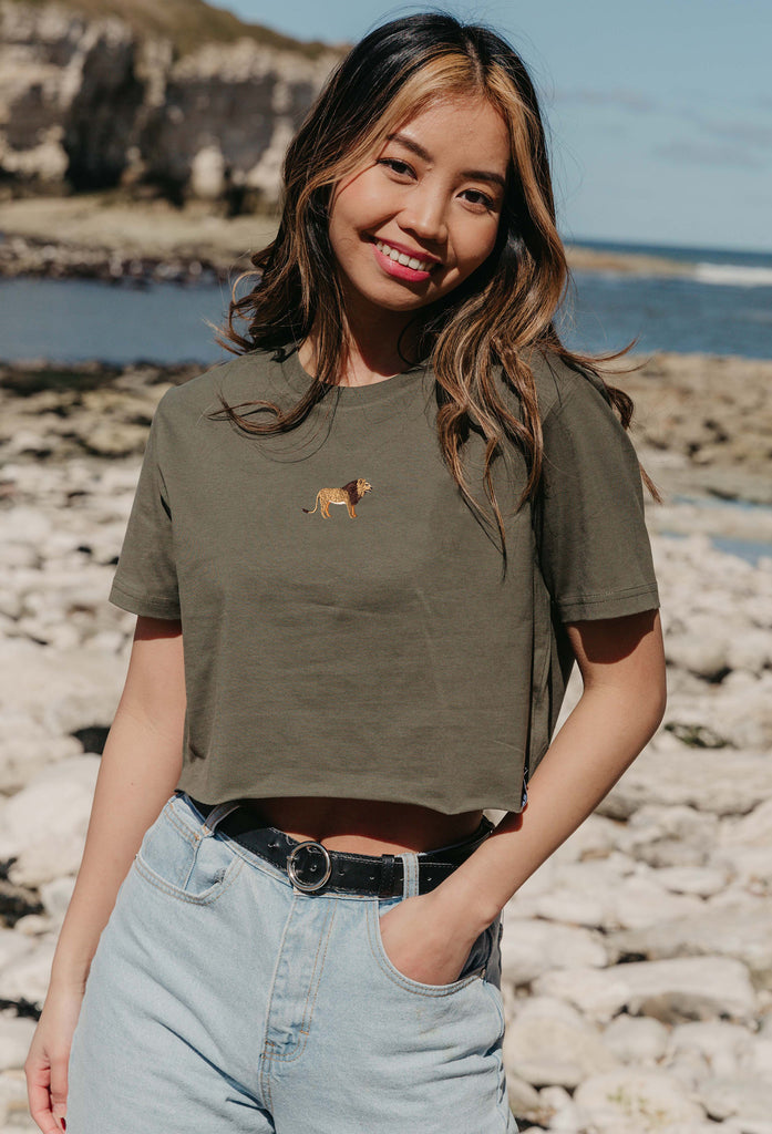 lion womens cropped t-shirt Big Wild Thought