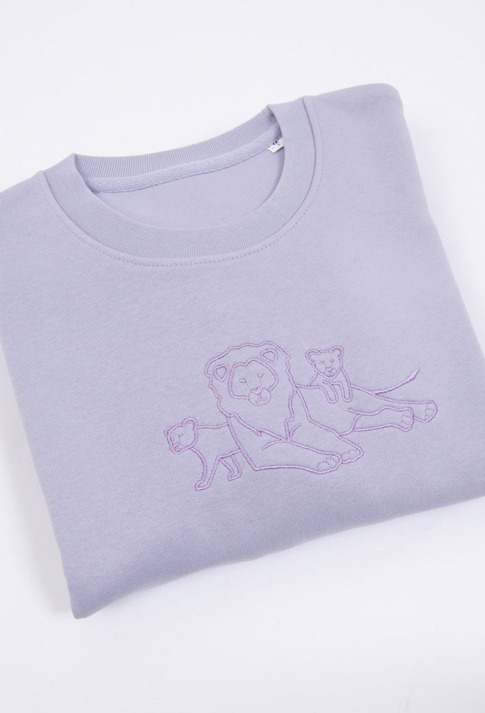 Family of Lions Embroidered Organic Sustainable Sweatshirt Jumper Big Wild Thought
