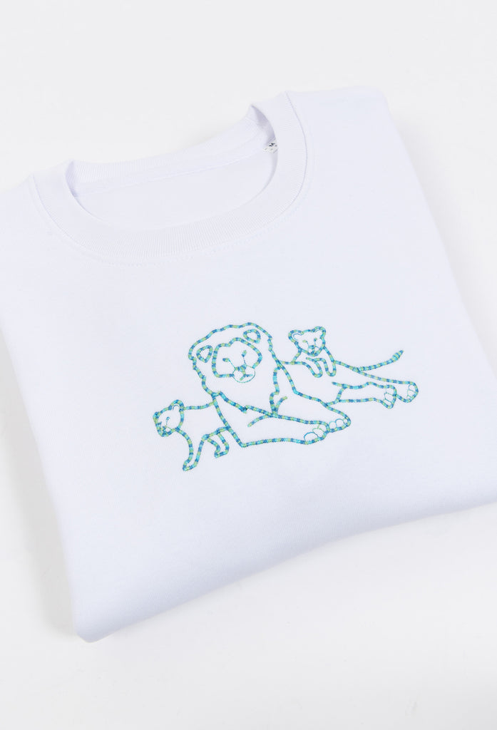 Family of Lions Embroidered Organic Sustainable Sweatshirt Jumper Big Wild Thought