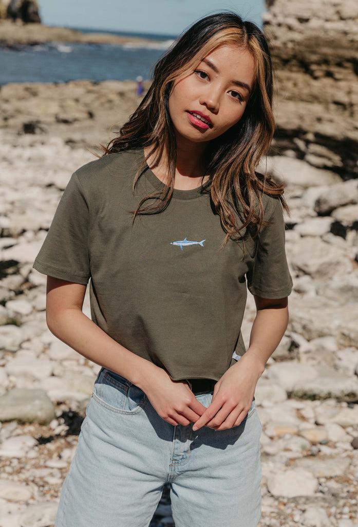 mako shark womens cropped t-shirt Big Wild Thought