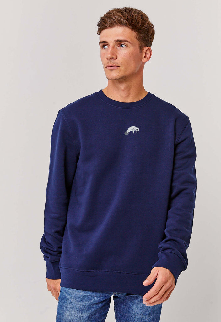 Manatee Unisex Embroidered Organic Sustainable Sweatshirt Jumper Big Wild Thought