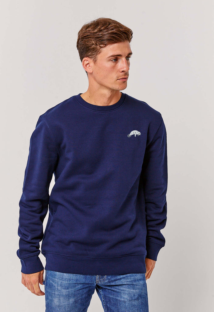 Manatee Unisex Embroidered Organic Sustainable Sweatshirt Jumper Big Wild Thought