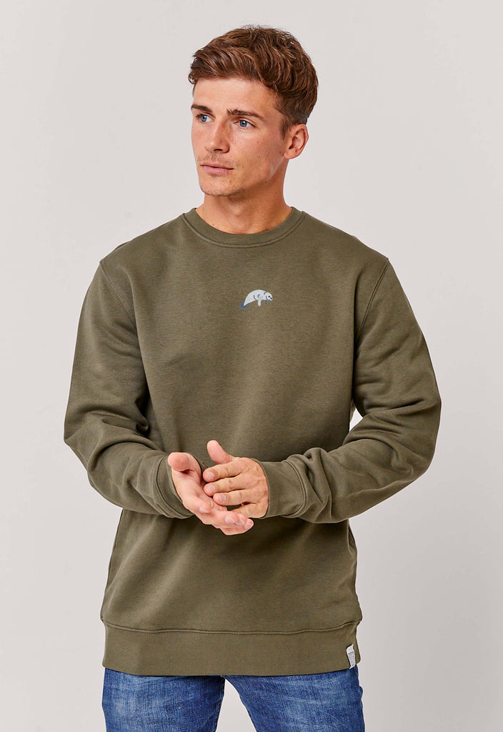 Manatee Unisex Embroidered Organic Sustainable Sweatshirt Jumper Big Wild Thought