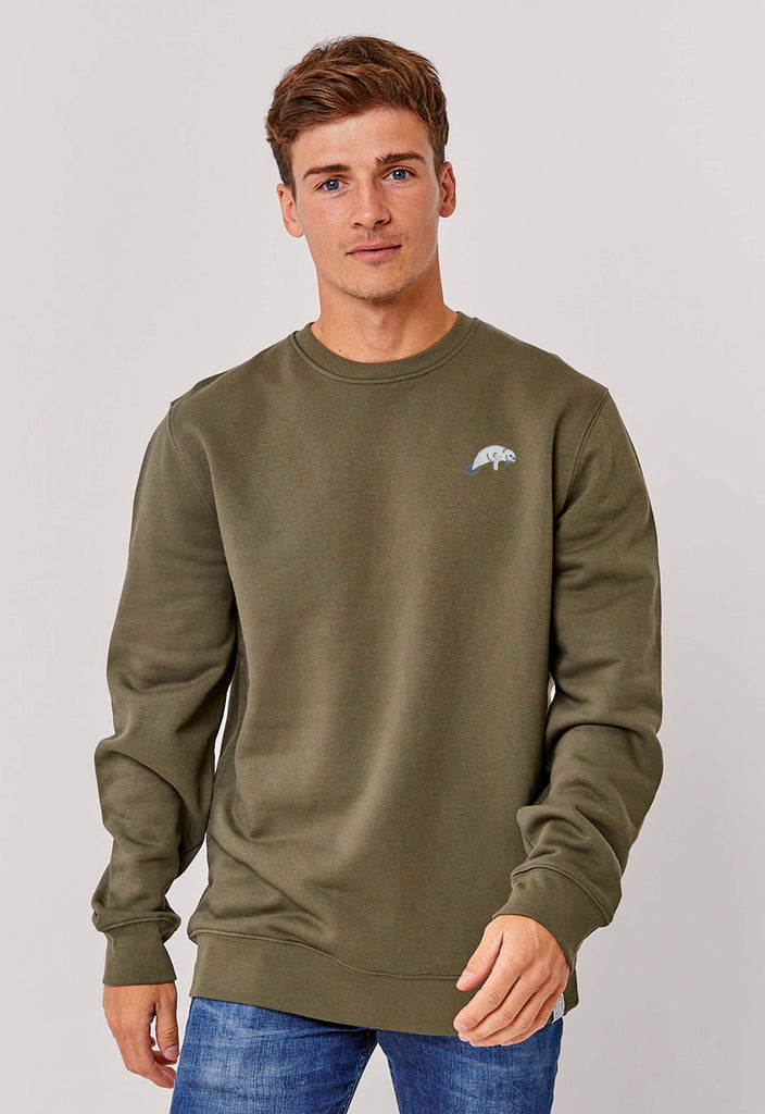 Manatee Unisex Embroidered Organic Sustainable Sweatshirt Jumper Big Wild Thought