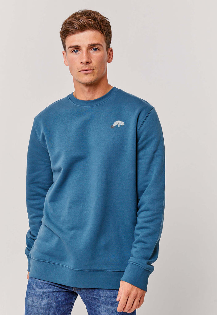 Manatee Unisex Embroidered Organic Sustainable Sweatshirt Jumper Big Wild Thought