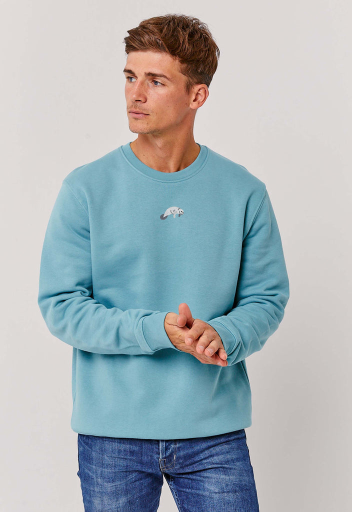 Manatee Unisex Embroidered Organic Sustainable Sweatshirt Jumper Big Wild Thought