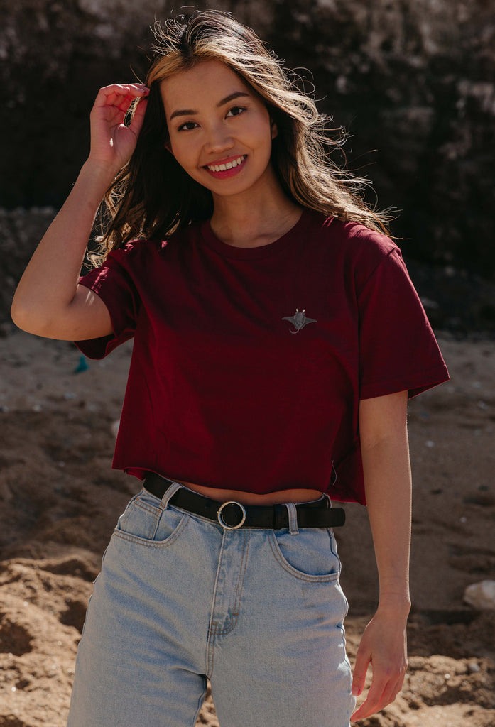 manta ray womens cropped t-shirt Big Wild Thought