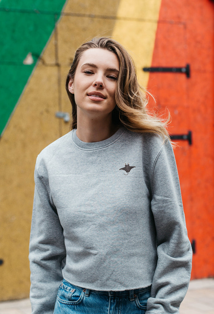 manta ray womens cropped sweatshirt Big Wild Thought