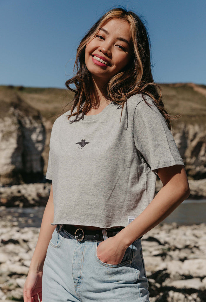 manta ray womens cropped t-shirt Big Wild Thought