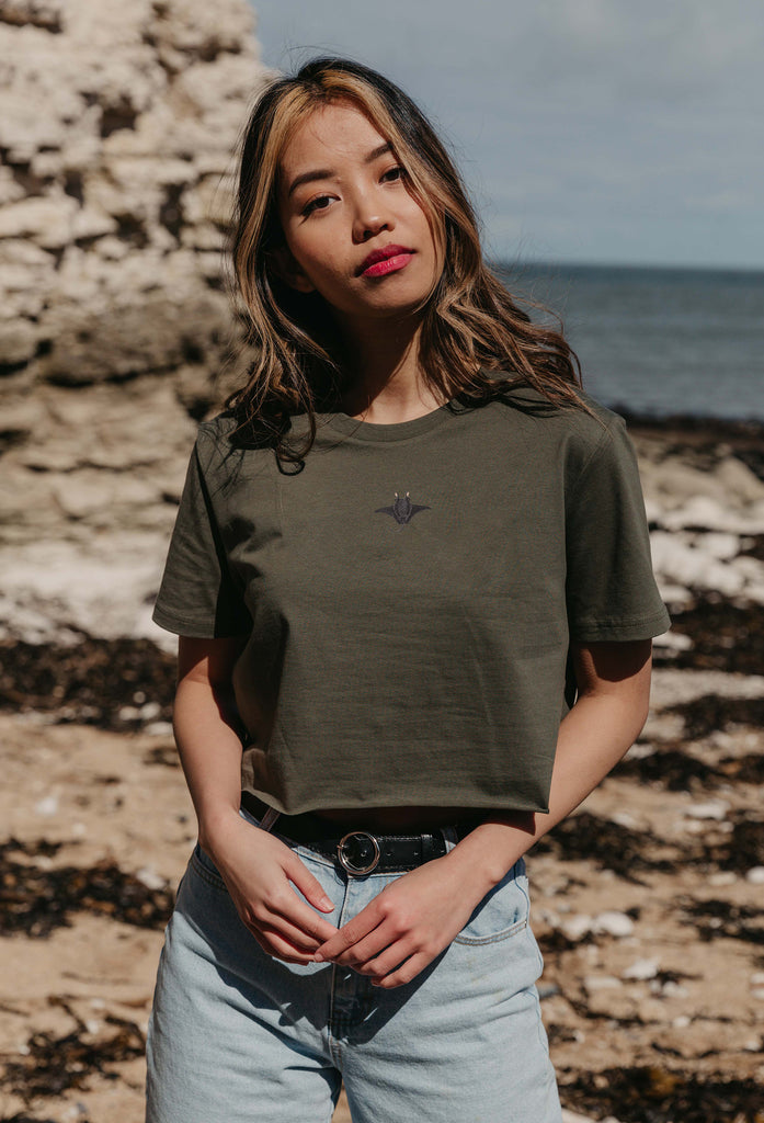 manta ray womens cropped t-shirt Big Wild Thought